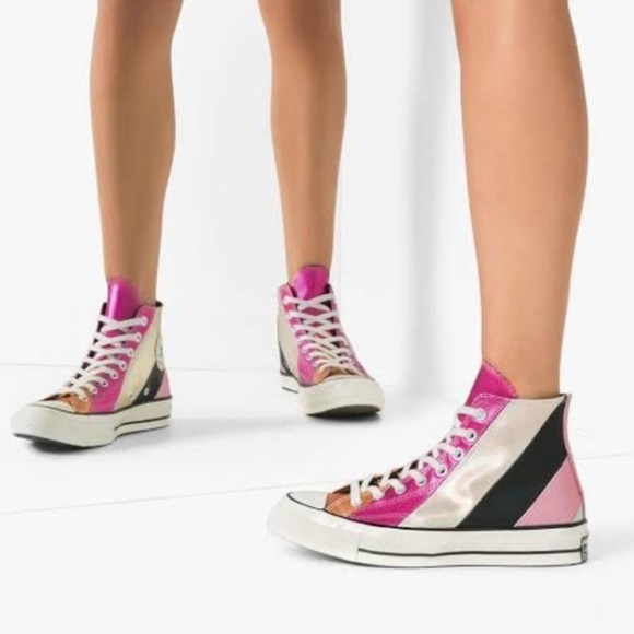 Converse Chuck 70 High Metallic Rainbow Pink Women’s Sneakers  - 565866C - Picture 1 of 12